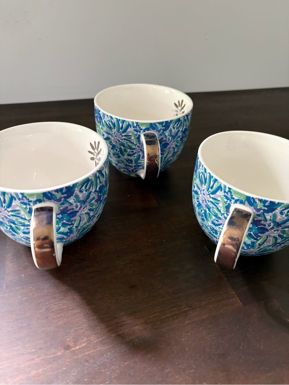 Lily Pulitzer Floral Blue Ceramic Mugs - Set of 3 - Picture 7 of 11